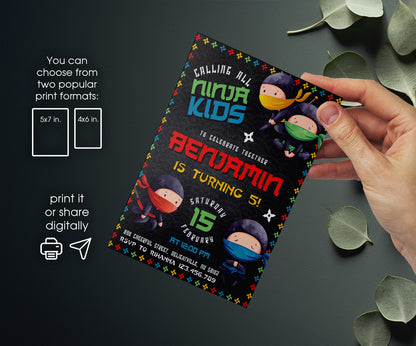 Ninja Kidz TV customizable invitation template | Share or Print | CB305