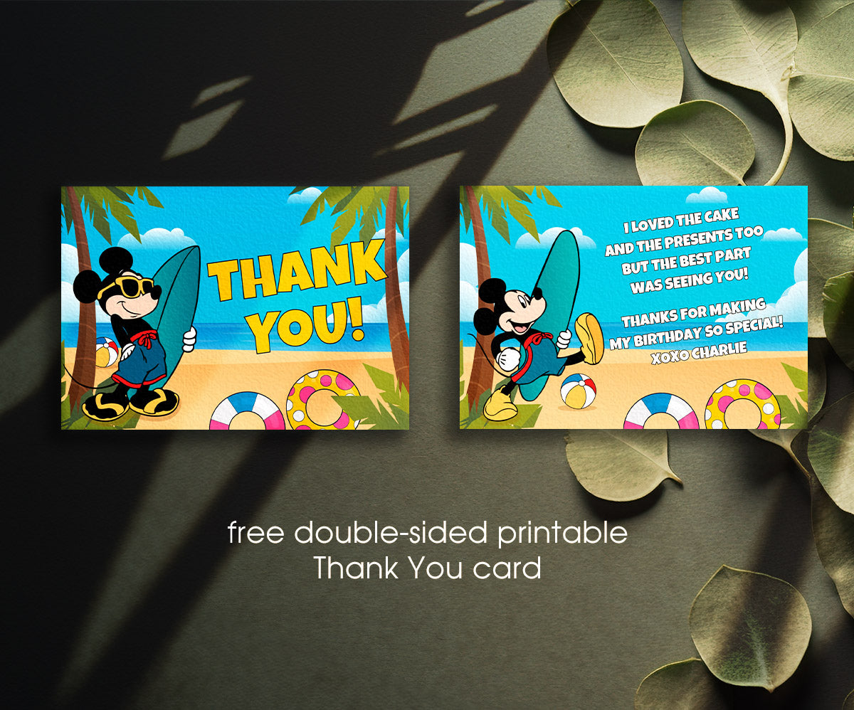 Mickey Mouse Pool Party customizable invitation template | Share or Print | DW803