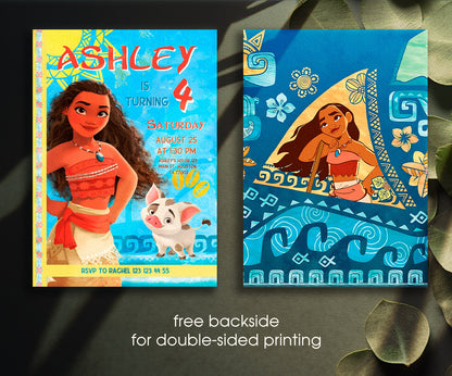 Moana Princess customizable invitation template | Share or Print | girl | ZJ670