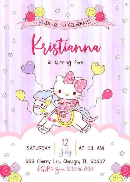 Hello Kitty Sanrio customizable invitation template | Share or Print | KP834