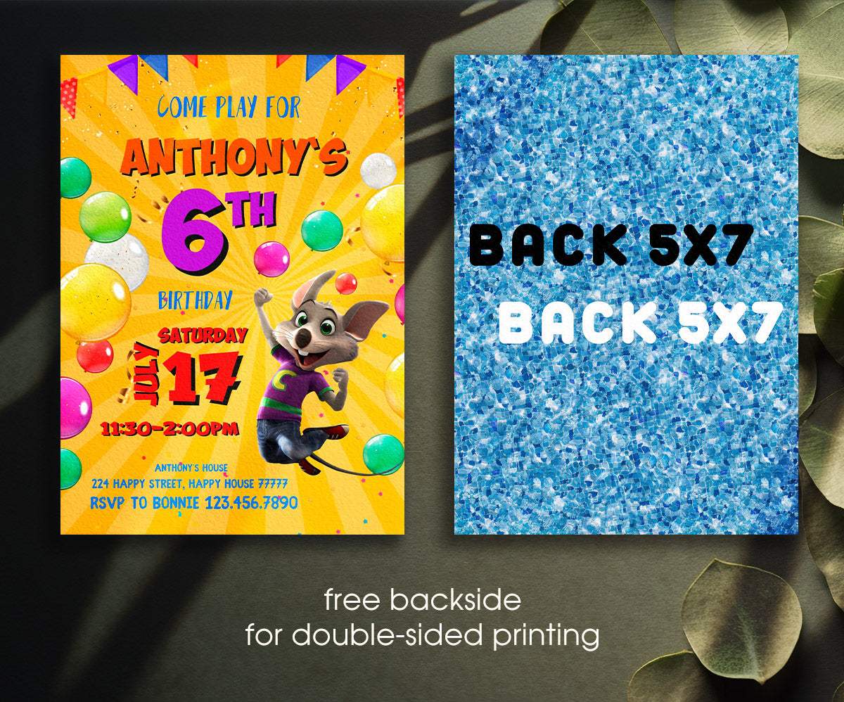Chuck E. Cheese customizable invitation template | Share or Print | RS533