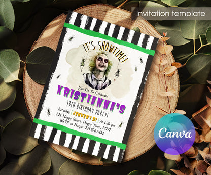 Beetlejuice Halloween customizable invitation template | Share or Print | KG867