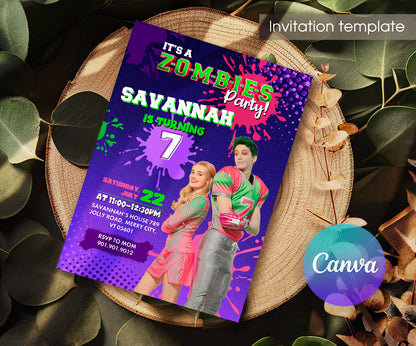 Zombies 3 Halloween customizable invitation template | Share or Print | QE011