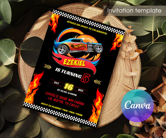 Hot Wheels Racing customizable invitation template | Share or Print | boy | DP320