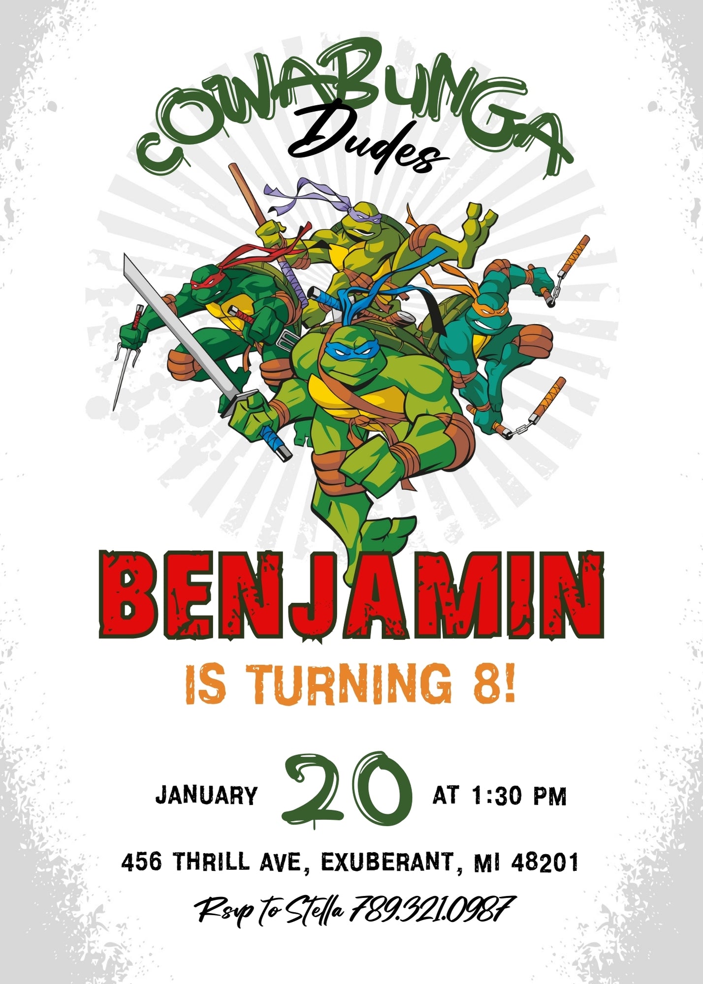 Teenage Mutant Ninja Turtles customizable invitation template | Share or Print | boy | IQ975