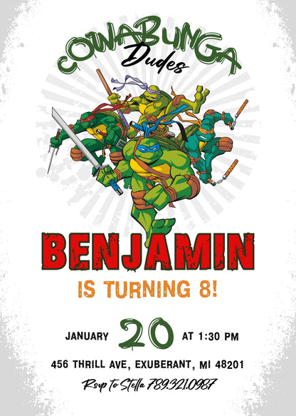 Teenage Mutant Ninja Turtles customizable invitation template | Share or Print | boy | IQ975