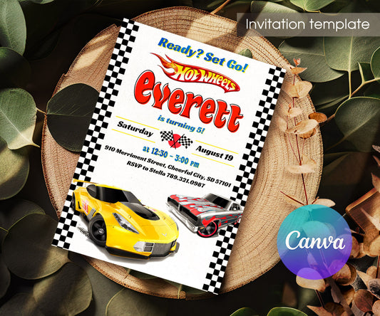 Hot Wheels Racing customizable invitation template | Share or Print | boy | KC322
