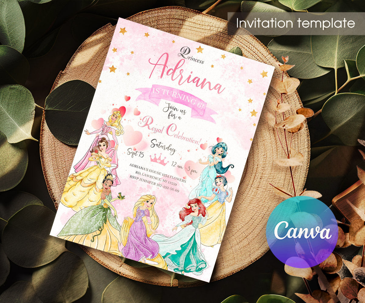 Disney Princess customizable invitation template | Share or Print | girl | FF198