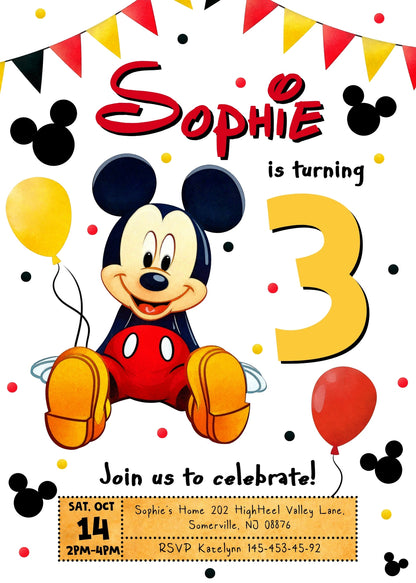 Mickey Mouse and Friends customizable invitation template | Share or Print | DN711