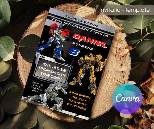 Transformers Rescue Bots customizable invitation template | Share or Print | boy | WR253