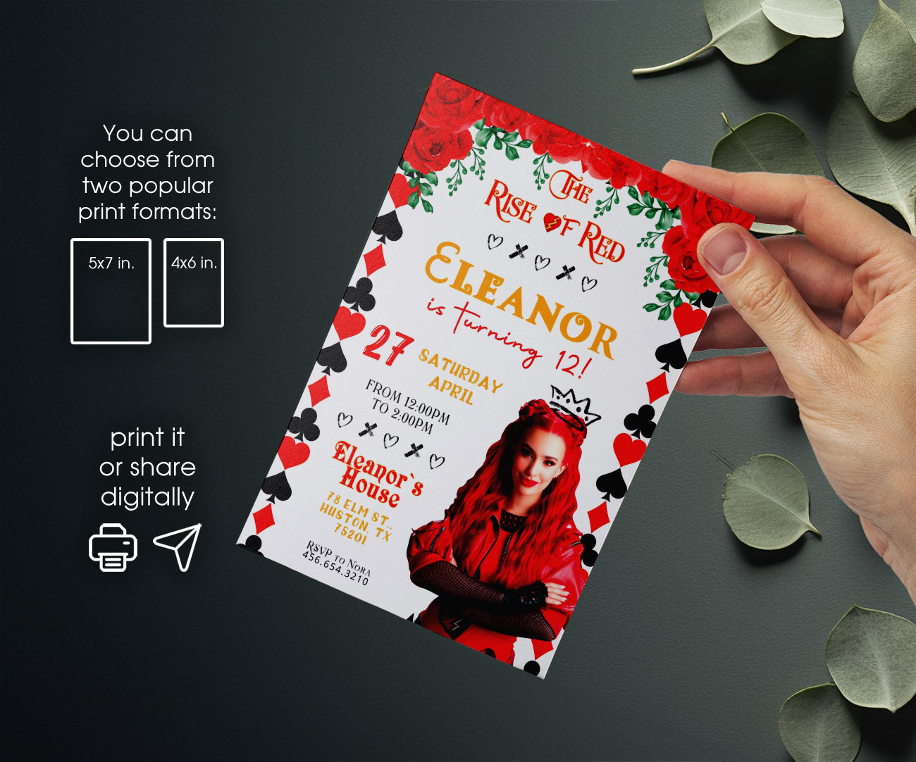 Descendants The Rise of Red Disney customizable invitation template | Share or Print | IT286