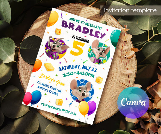 Chuck E. Cheese customizable invitation template | Share or Print | OY946