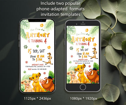 Lion King Simba customizable invitation template | Share or Print | KC884
