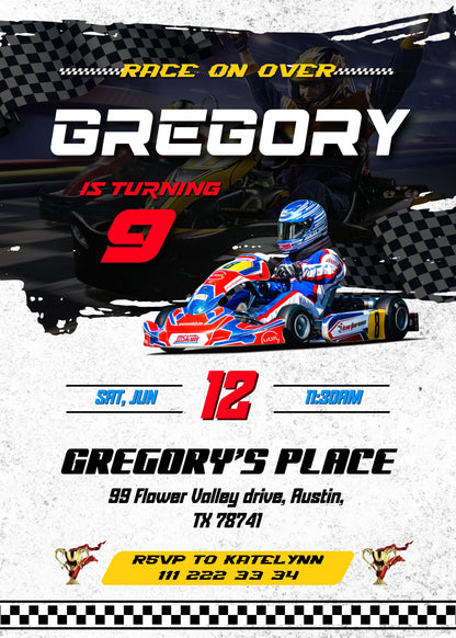 Go Kart Karting Racing customizable invitation template | Share or Print | boy | ZT436