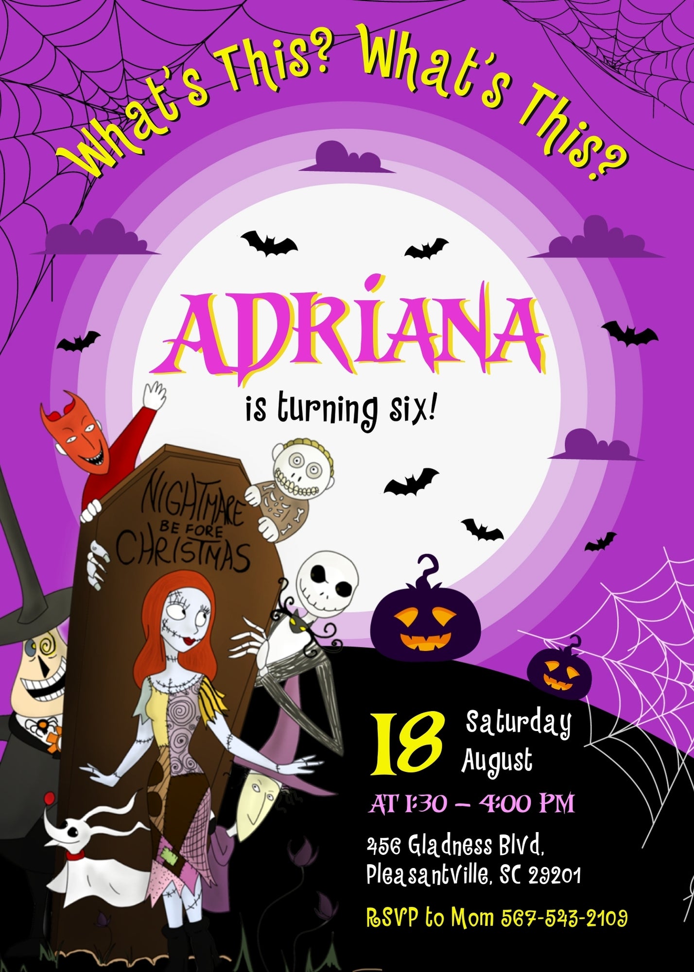 The Nightmare Before Christmas Halloween customizable invitation template | Share or Print | WV600
