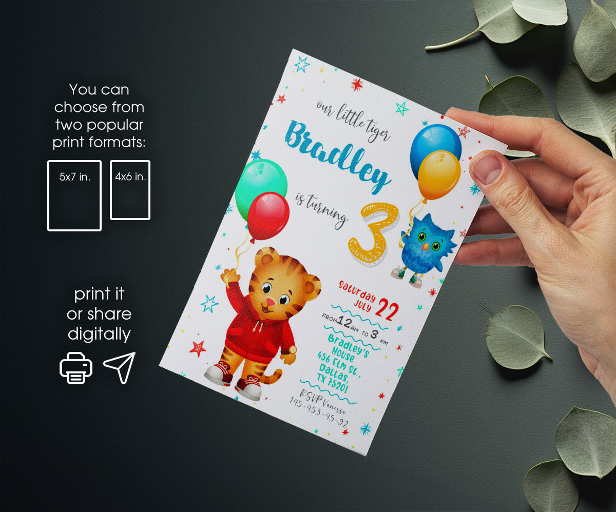 Daniel Tiger's Neighborhood customizable invitation template | Share or Print | IH261