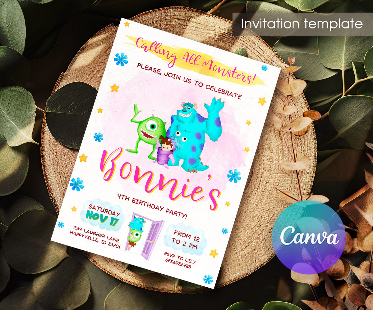 Monsters, Inc. customizable invitation template | Share or Print | CY734