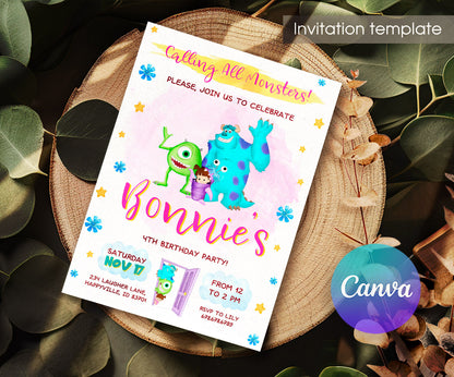 Monsters, Inc. customizable invitation template | Share or Print | CY734