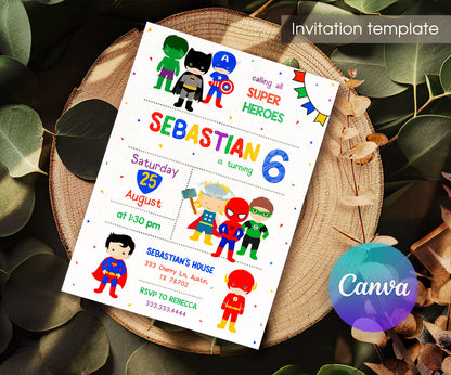 Avengers Marvel Superhero customizable invitation template | Share or Print | boy | OP133