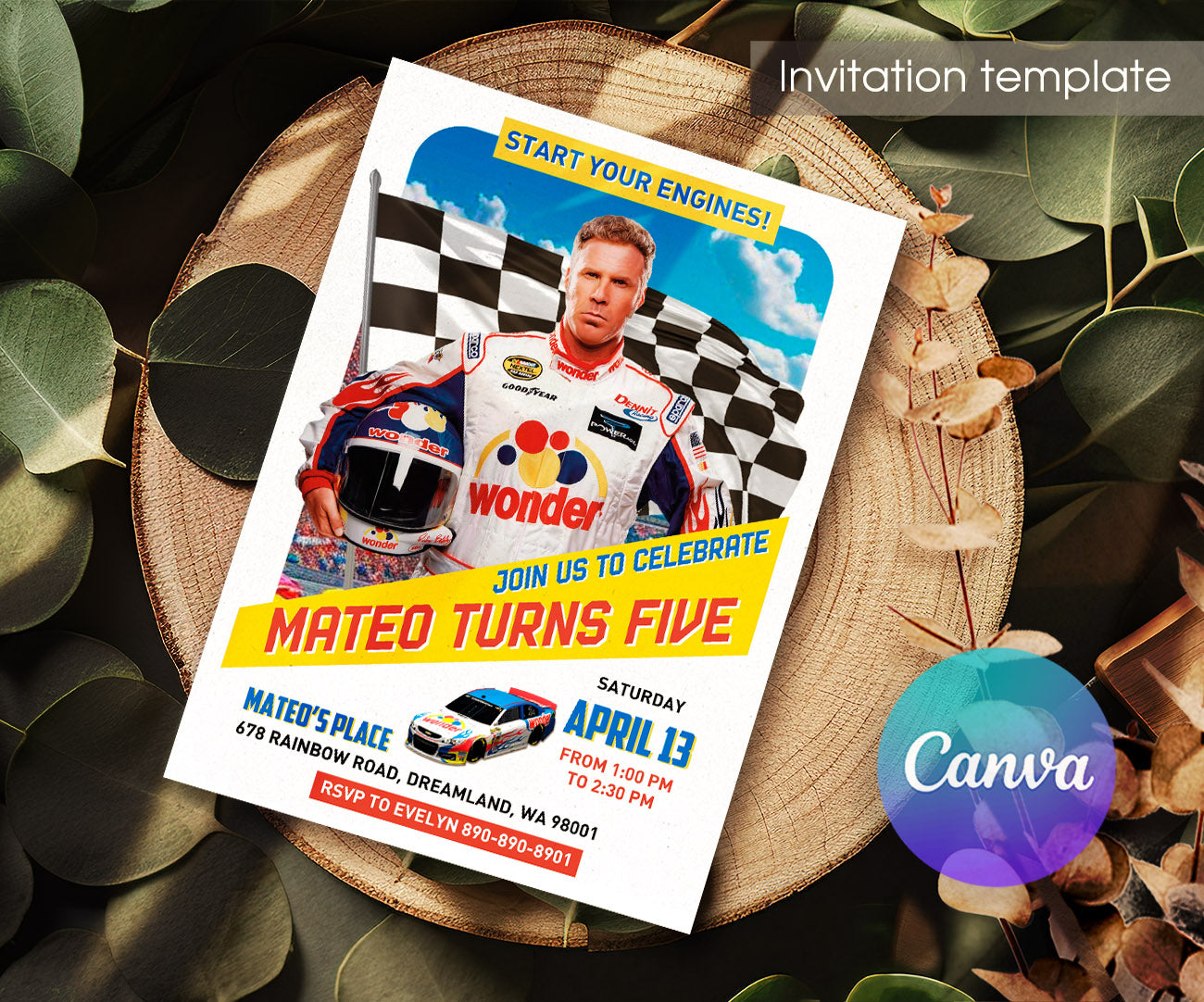 Nascar Ricky Bobby customizable invitation template | Share or Print | boy | MA217