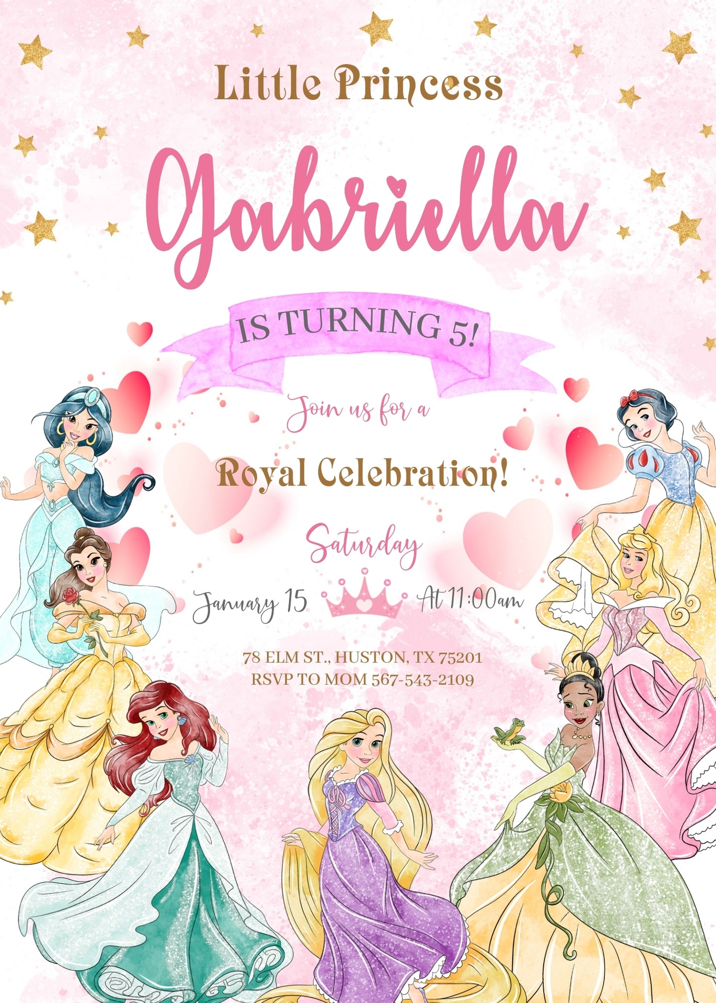 Disney Princess customizable invitation template | Share or Print | girl | PL746