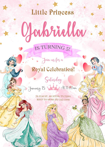Disney Princess customizable invitation template | Share or Print | girl | PL746