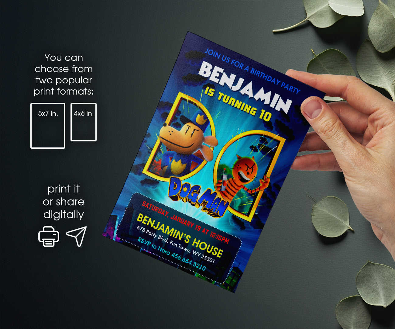 Dog Man Movie customizable invitation template | Share or Print | CM131
