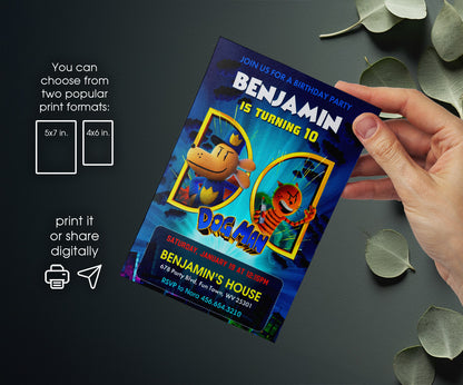 Dog Man Movie customizable invitation template | Share or Print | CM131