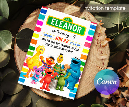 Sesame Street customizable invitation template | Share or Print | JB255