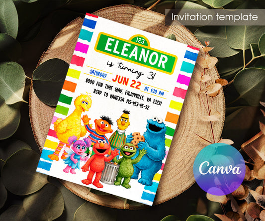 Sesame Street customizable invitation template | Share or Print | JB255