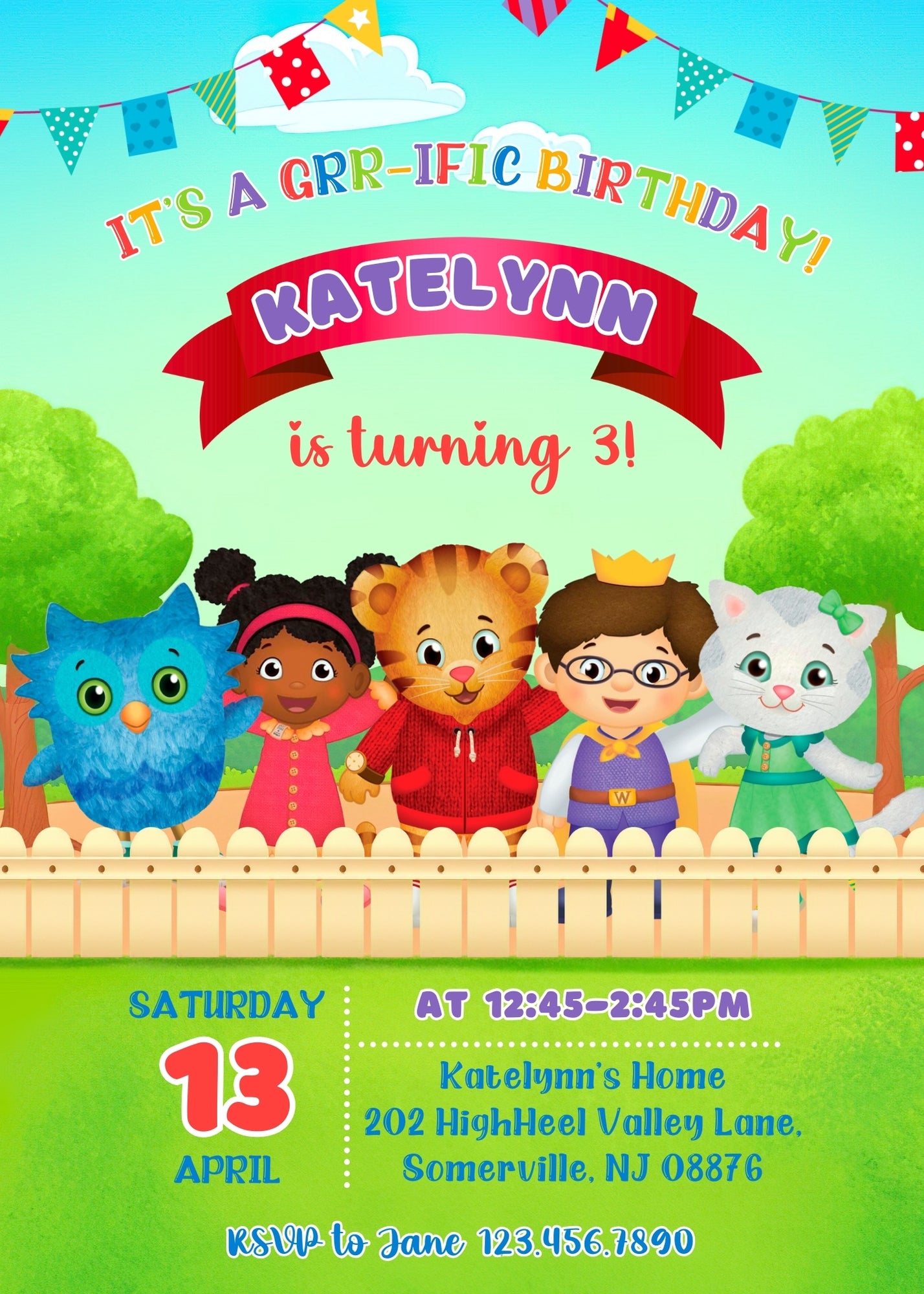 Daniel Tiger's Neighborhood customizable invitation template | Share or Print | RX355