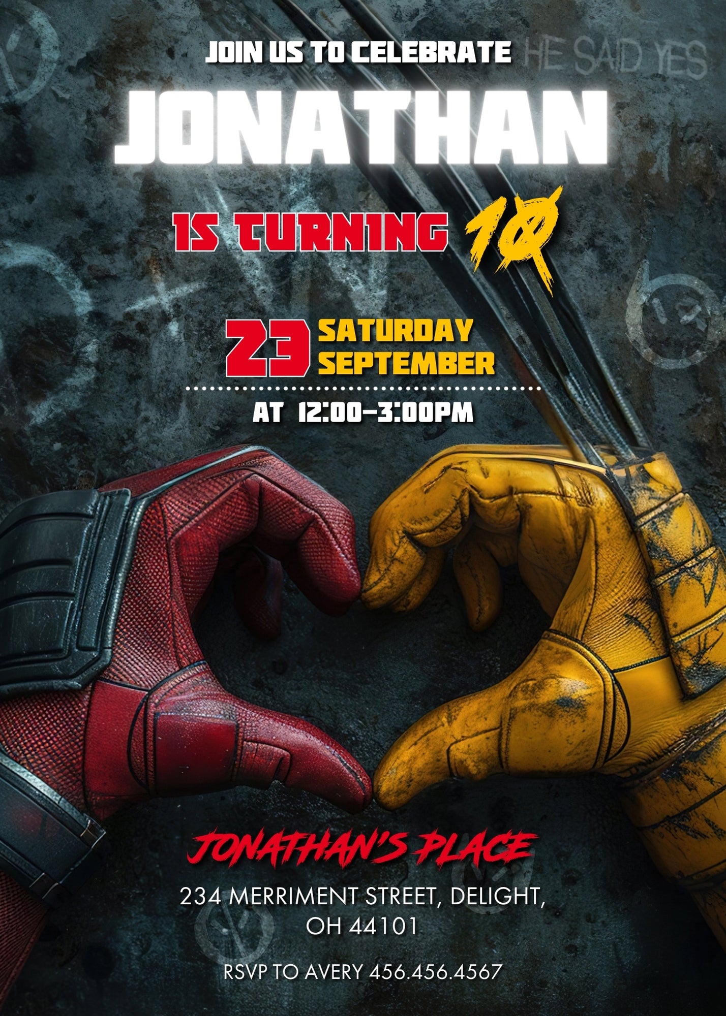 Deadpool Wolverine Marvel customizable invitation template | Share or Print | boy | SO718