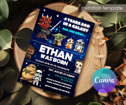 Star Wars Darth Vader customizable invitation template | Share or Print | boy | CN036