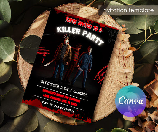 Horror Killer Movie Party customizable invitation template | Share or Print | SR056