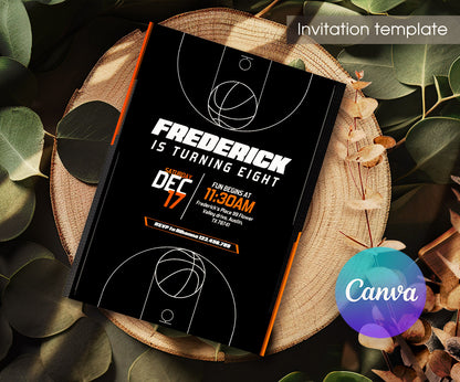 Basketball NBA Slam Dunk customizable invitation template | Share or Print | boy | AN946