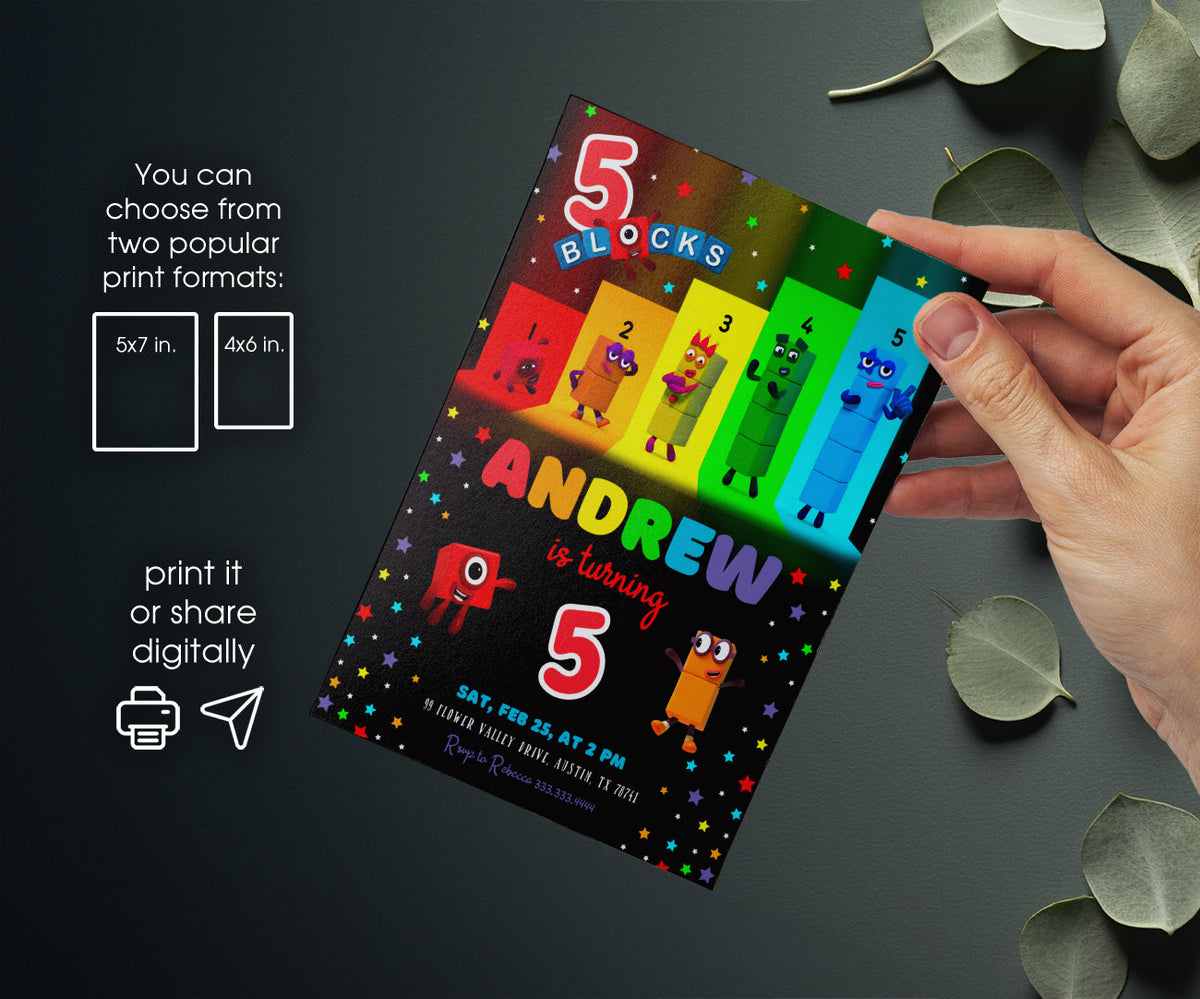 Numberblocks customizable invitation template | Share or Print | YP632