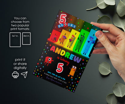 Numberblocks customizable invitation template | Share or Print | YP632