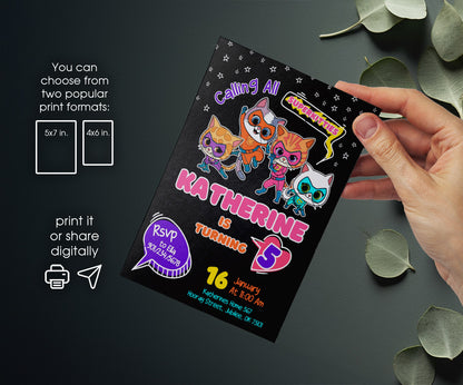SuperKitties customizable invitation template | Share or Print | PM453