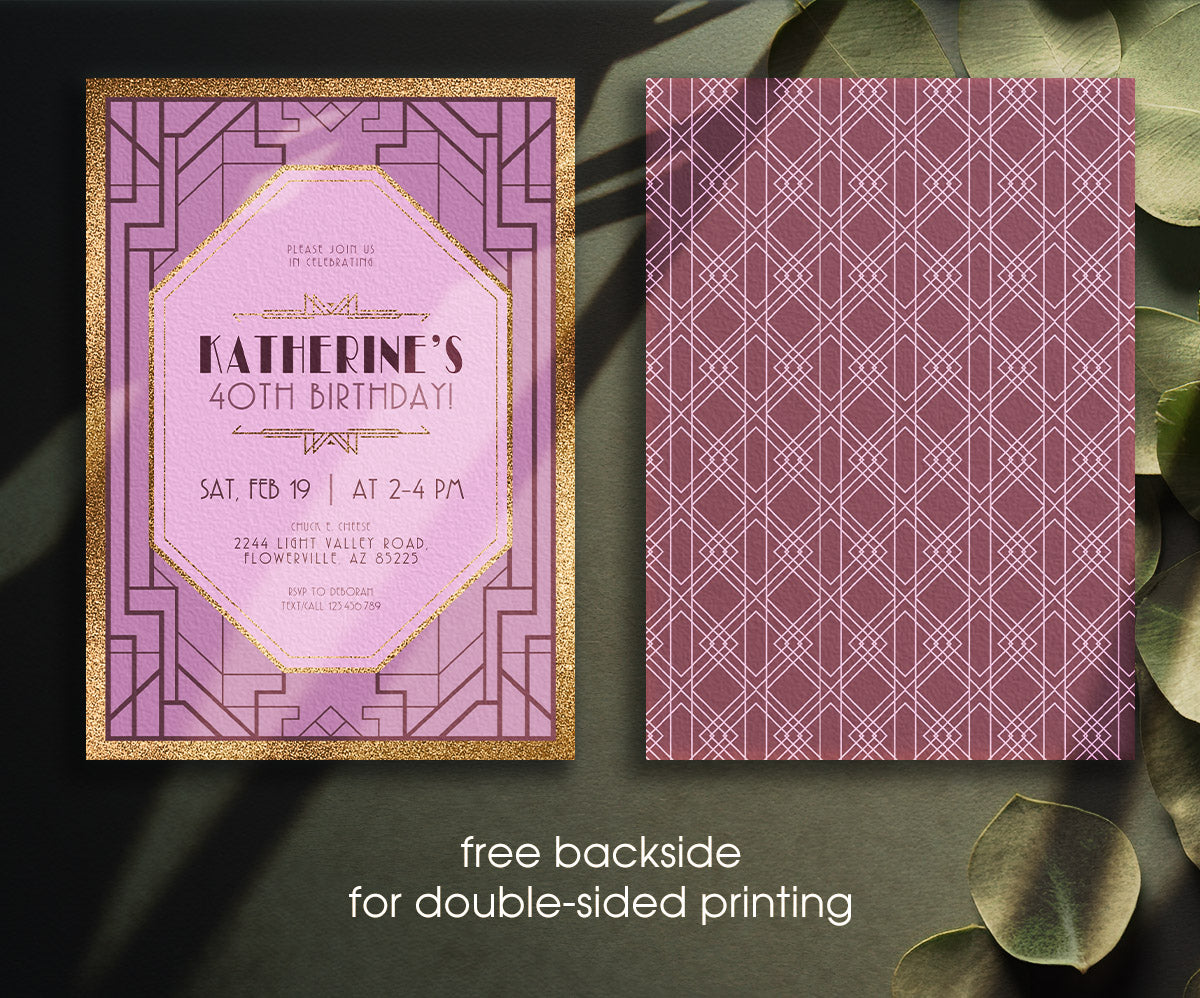 The Great Gatsby Art Deco customizable invitation template | Share or Print | AJ587