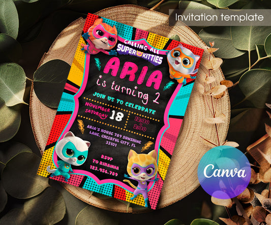 SuperKitties customizable invitation template | Share or Print | NW470