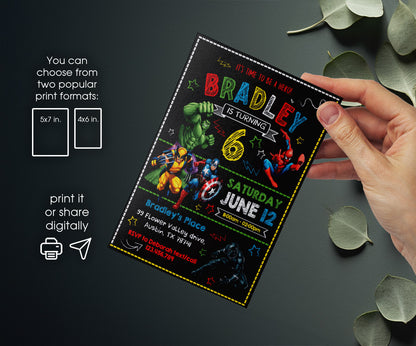 Avengers Marvel Superhero customizable invitation template | Share or Print | boy | BD095
