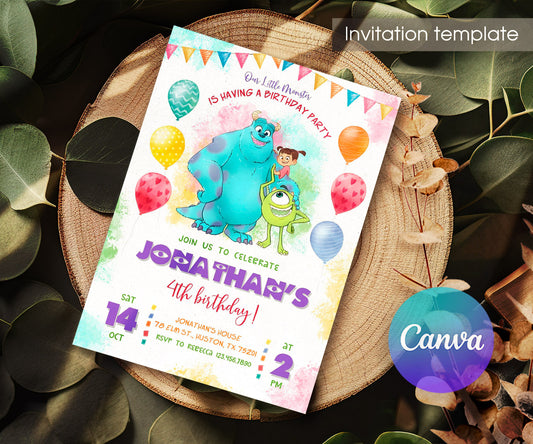 Monsters, Inc. customizable invitation template | Share or Print | EG062