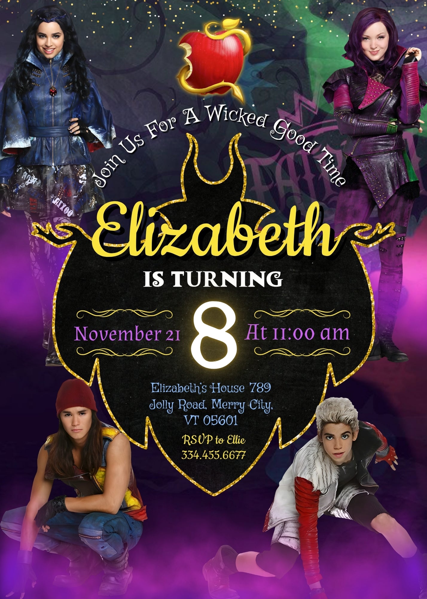 Descendants Disney customizable invitation template | Share or Print | PT128