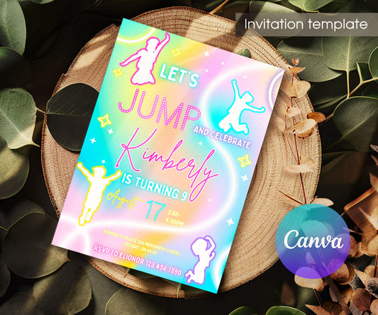 Trampoline Jump Party customizable invitation template | Share or Print | IM470