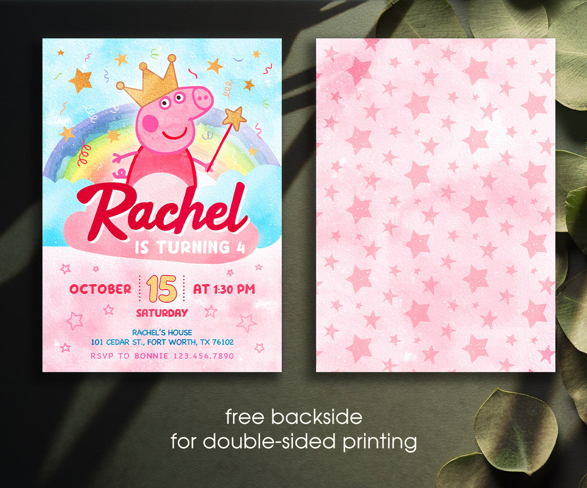 Peppa Pig customizable invitation template | Share or Print | girl | IO119