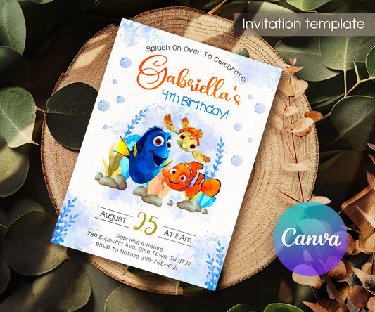 Finding Nemo customizable invitation template | Share or Print | DI061