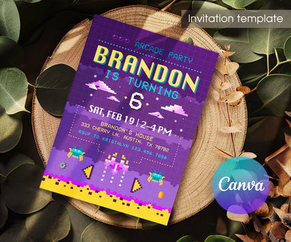 Arcade Gamer customizable invitation template | Share or Print | YC946