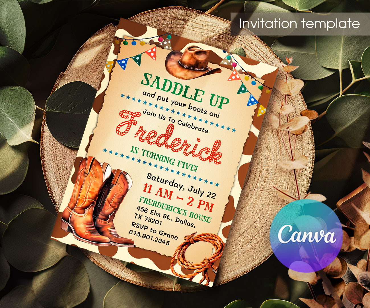 Cowboy Rodeo customizable invitation template | Share or Print | boy | ED664