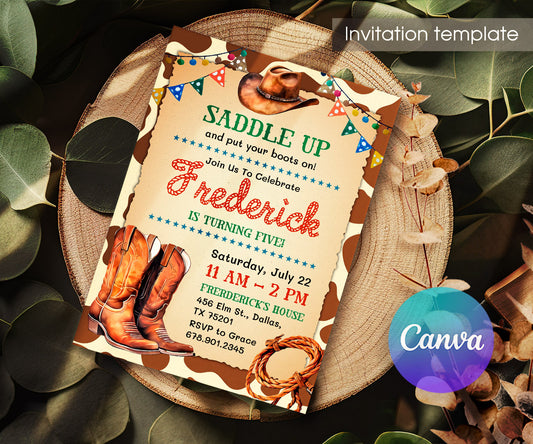 Cowboy Rodeo customizable invitation template | Share or Print | boy | ED664