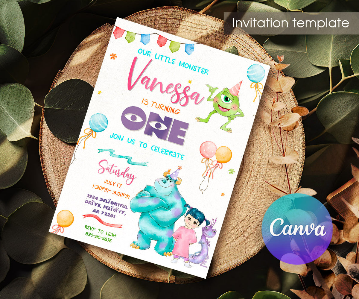 Monsters, Inc. customizable invitation template | Share or Print | CF347